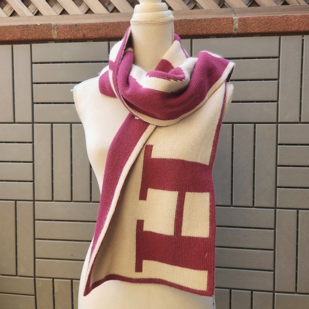 Coach Reversable Pink And Cream Scarf
